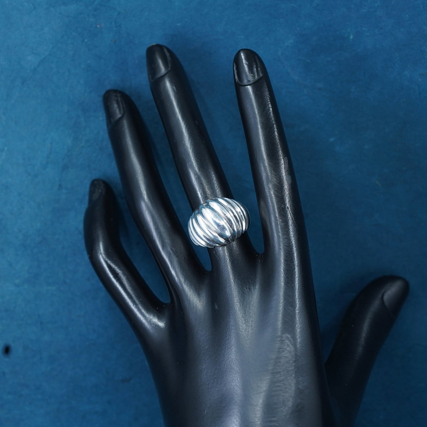 Size 6.5, Sterling silver handmade ribbed ring, 925 silver statement ring
