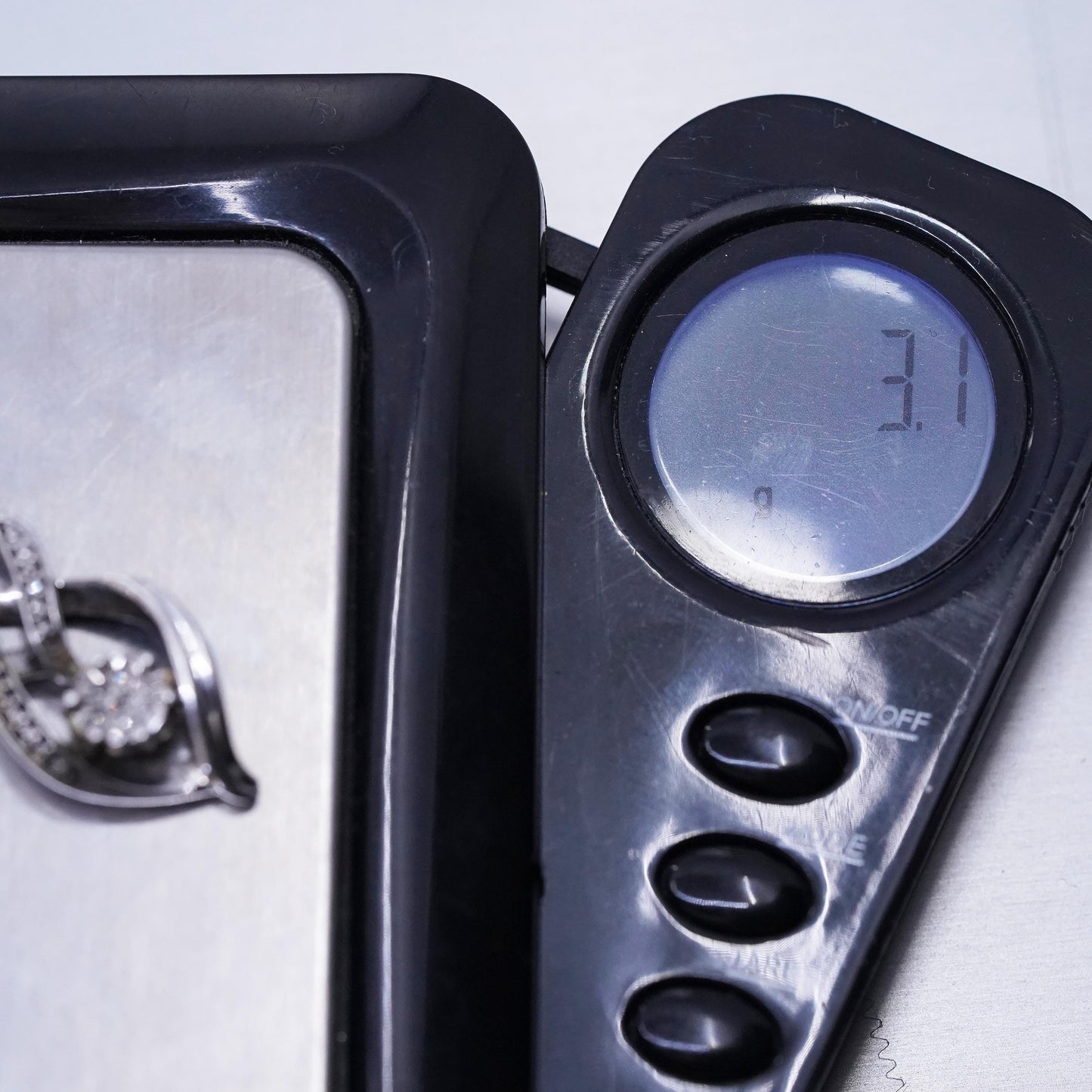 Vintage Sterling silver pendant, 925 entwined teardrop with clear black diamond