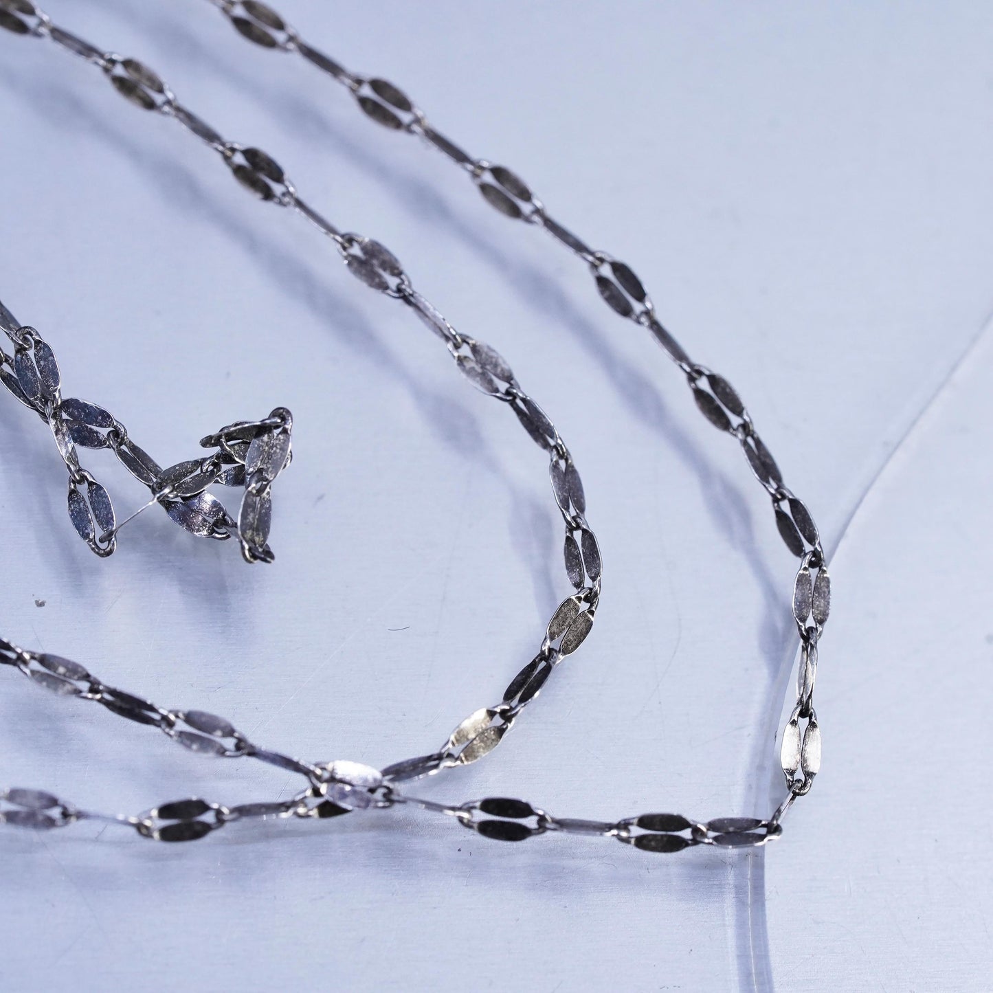 32" adjustable, KA1772 Italian Sterling 925 silver chain necklace fringe drops