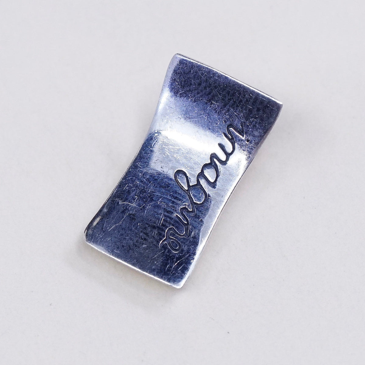 vtg Modern Sterling silver clip on, 925 inspiration earrings embossed “imagine”