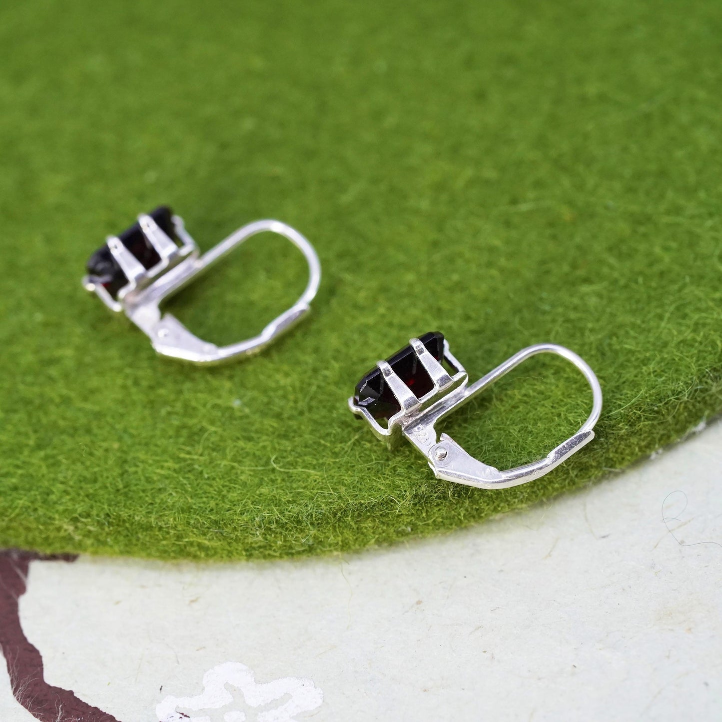 Vintage sterling silver 925 handmade earrings with garnet