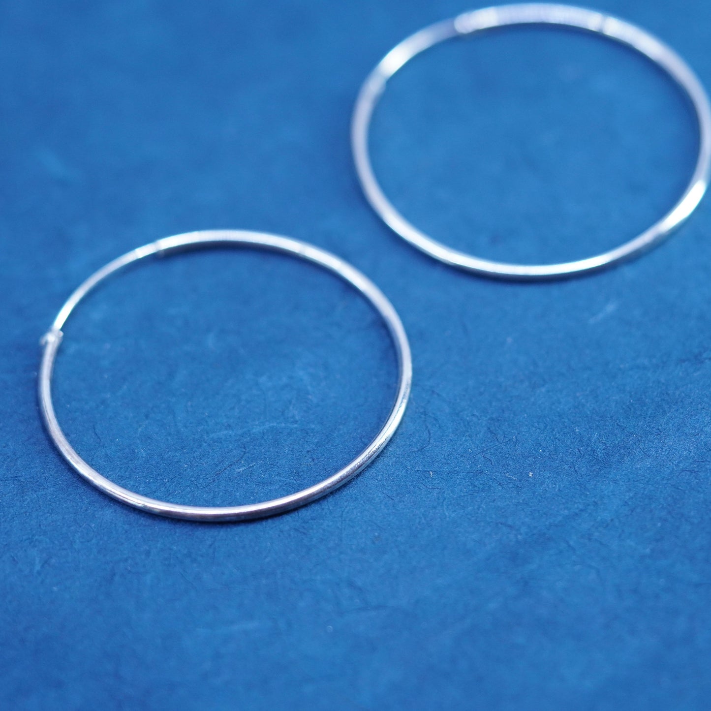 1.5”, vintage Sterling silver handmade hoop earrings, 925 huggie