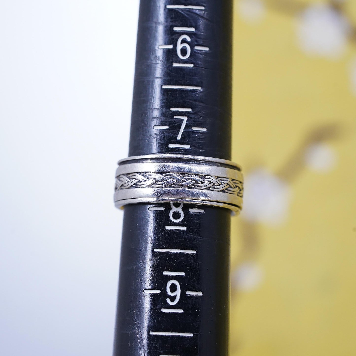 Size 7.5, vintage Sterling silver prayer ring, 925 spinner band
