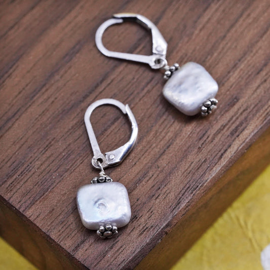 Vintage Sterling 925 silver handmade earrings pearl drops