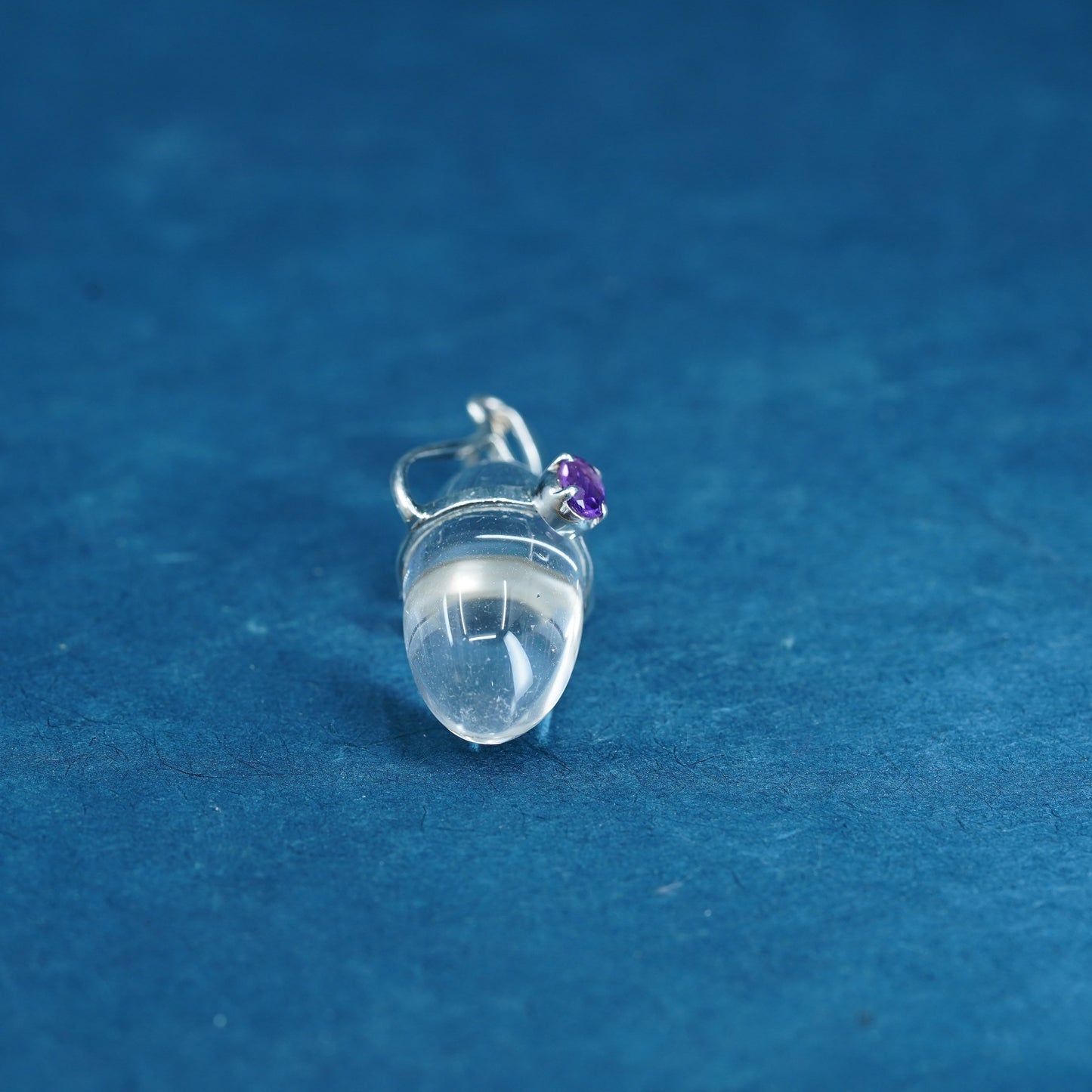 handmade sterling 925 silver charm pendant with healing crystal and amethyst