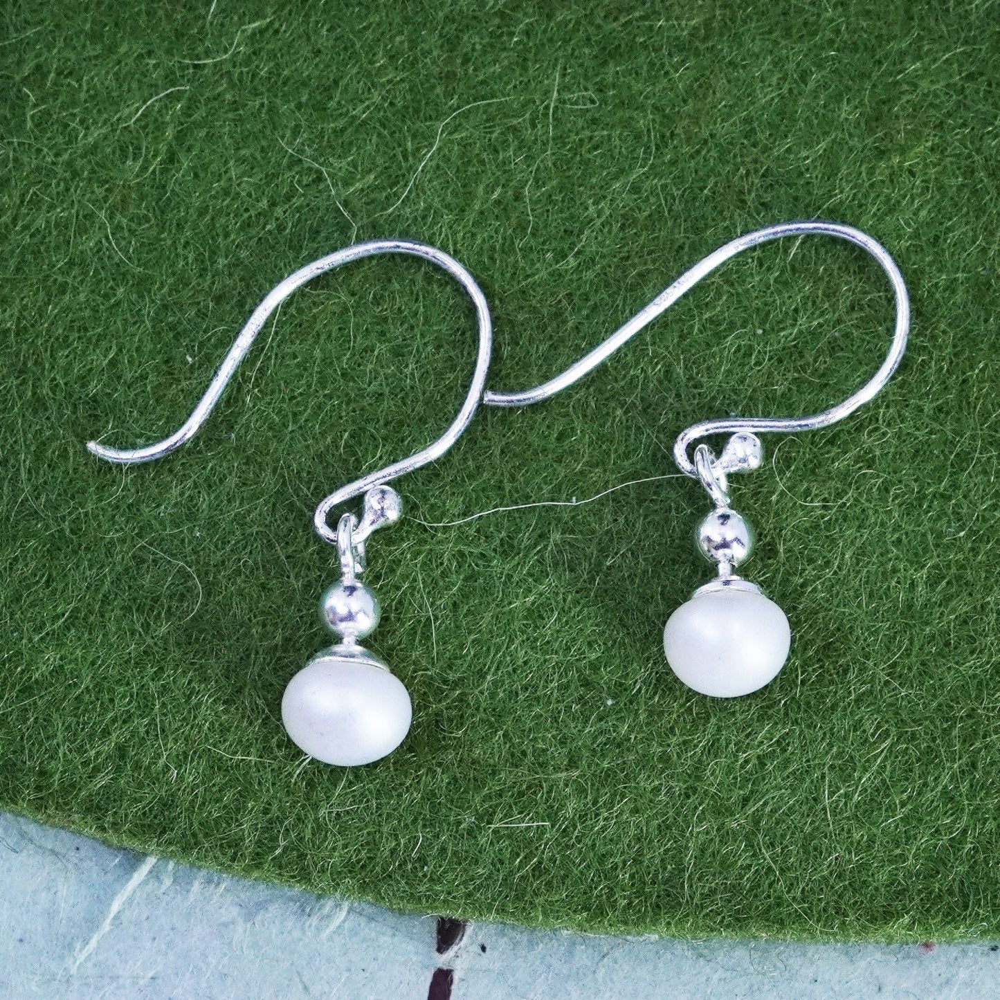 Vintage Sterling silver 925 handmade earrings with pearl drops
