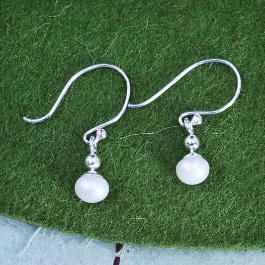 Vintage Sterling silver 925 handmade earrings with pearl drops