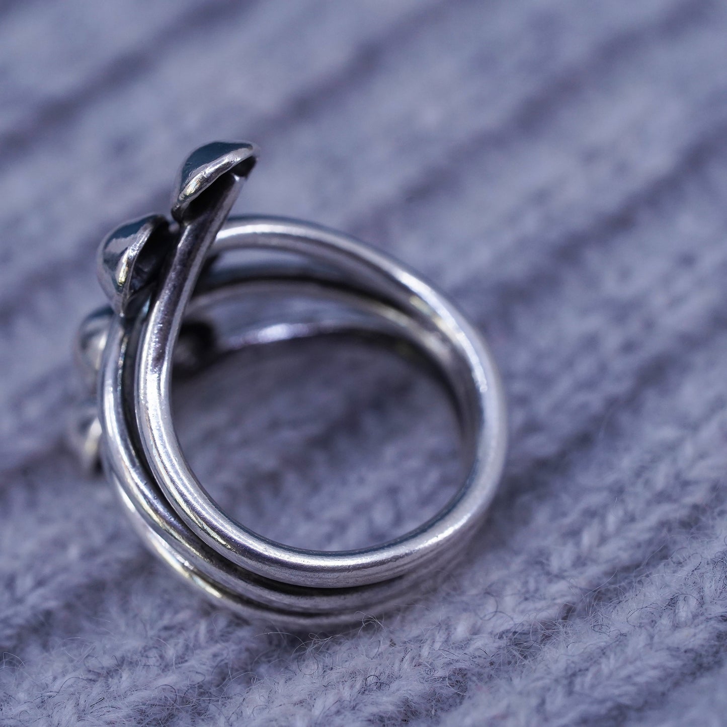 Size 5, vintage sterling silver handmade ring, 925 wired ring with beads detail