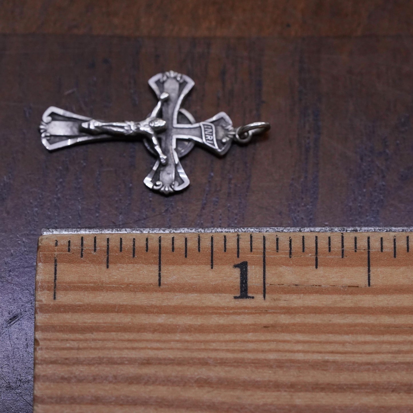 Vintage INRI Sterling silver pendant, 925 cross charm with Jesus