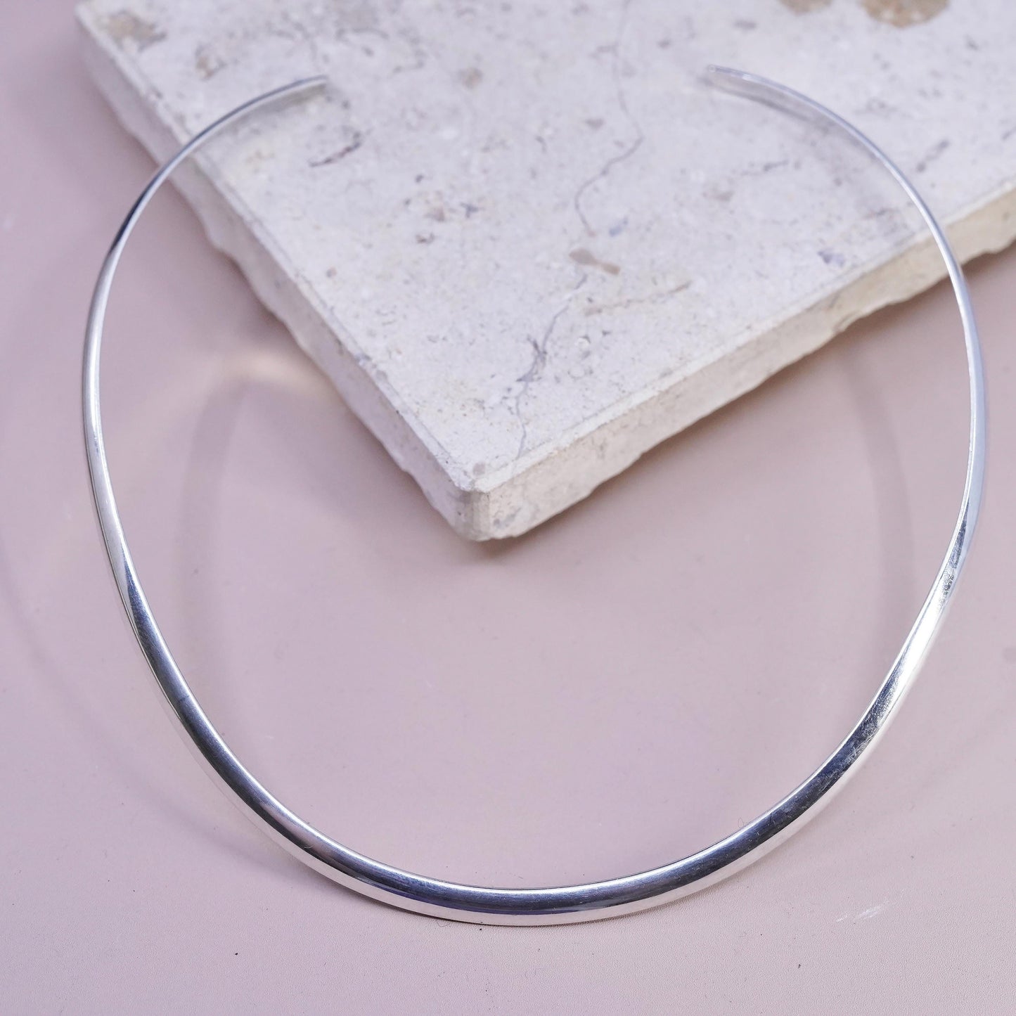 12", vintage Sterling silver handmade necklace, wavy 925 choker collar necklace