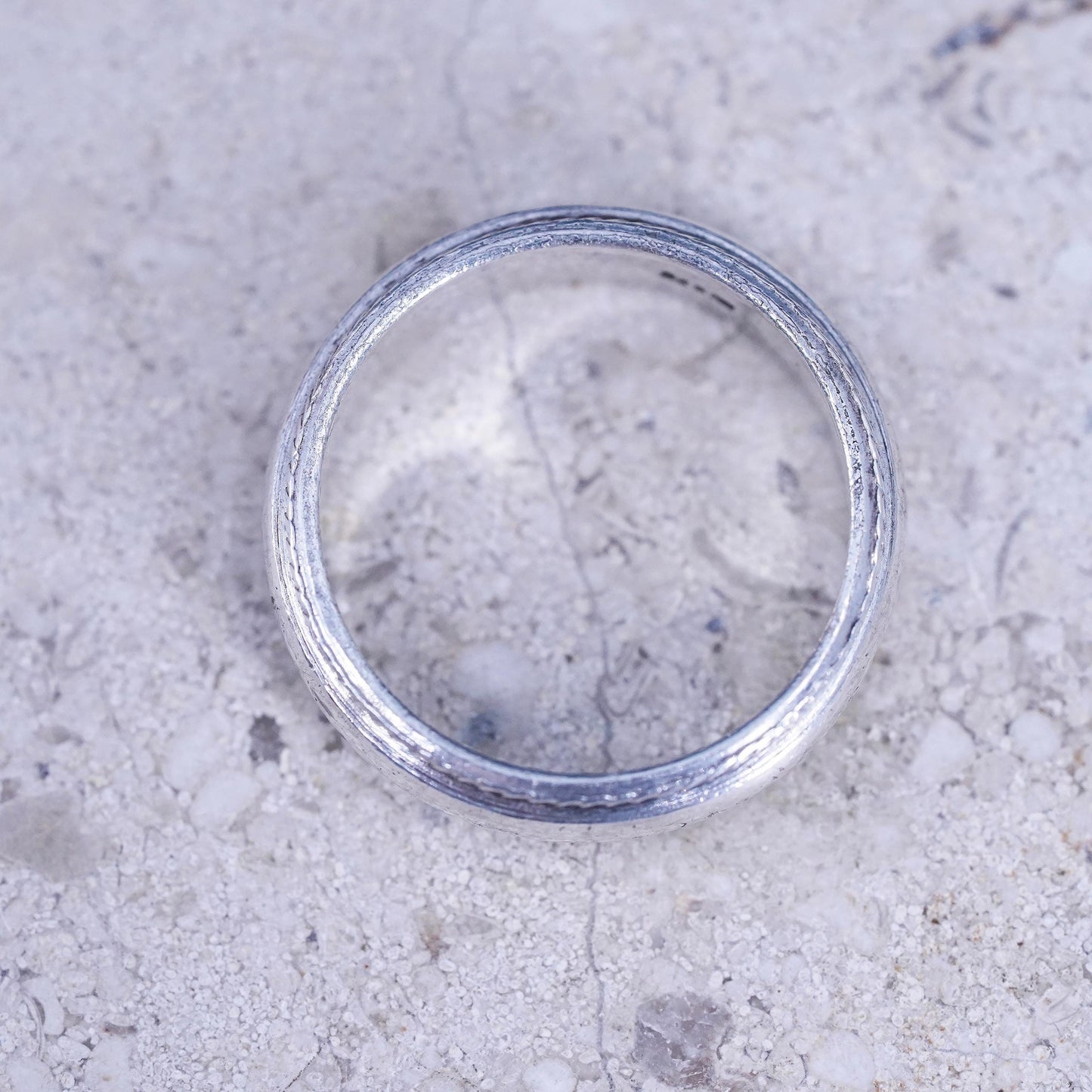 Size 7, vintage Sterling silver handmade ring, 925 wedding band