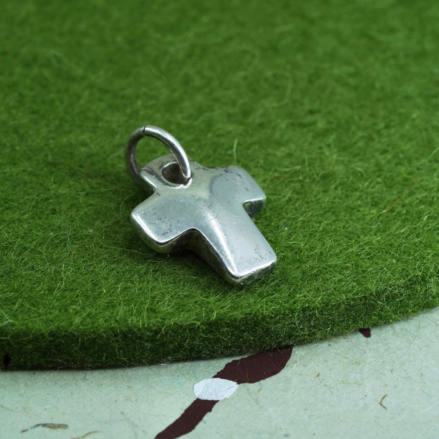 Vintage modern Sterling silver handmade pendant, 925 cross charm