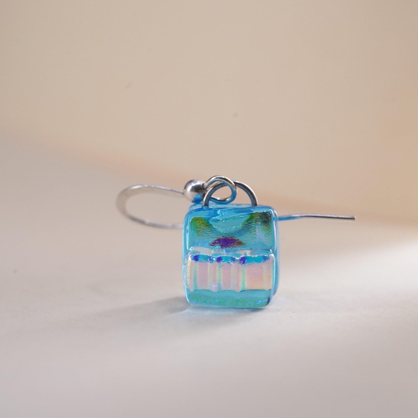 Vintage sterling 925 silver handmade single earring with blue glass bead