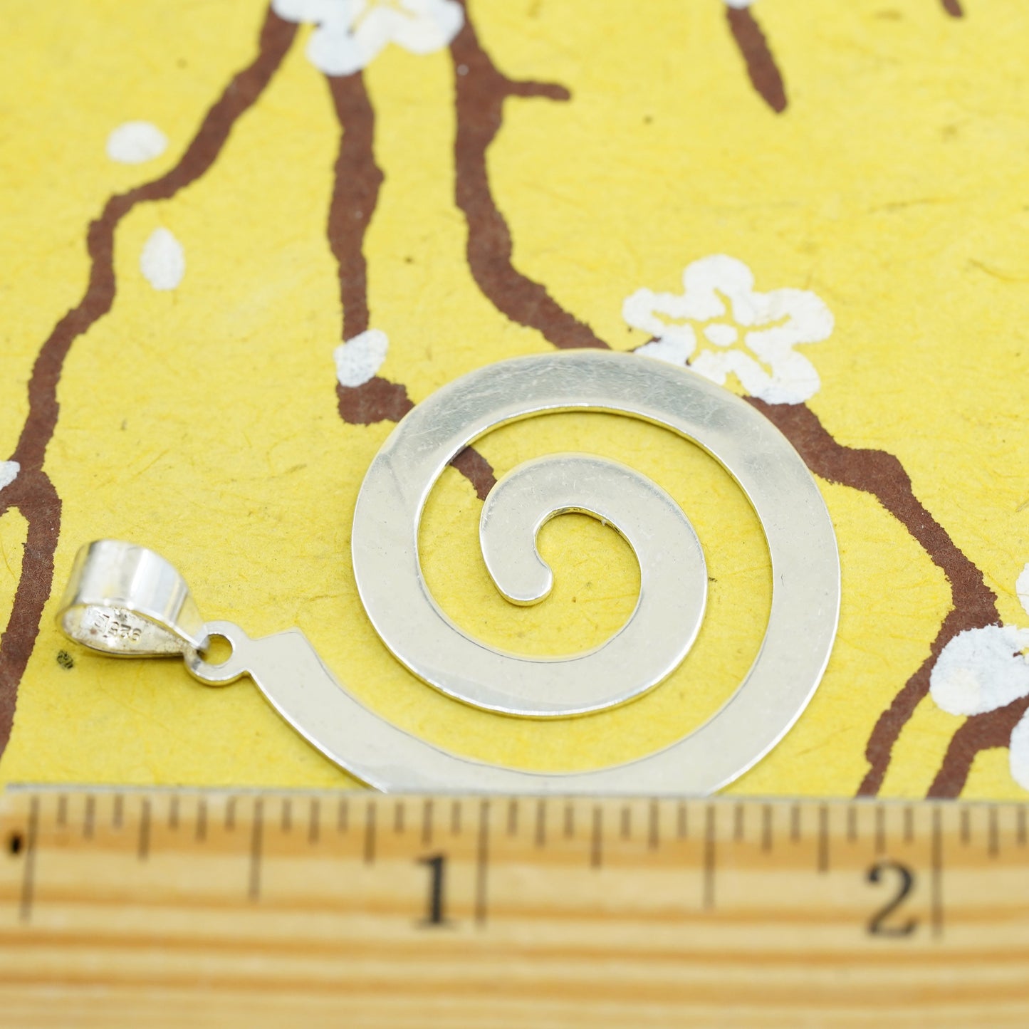 Vintage Sterling silver handmade pendant, 925 silver swirl