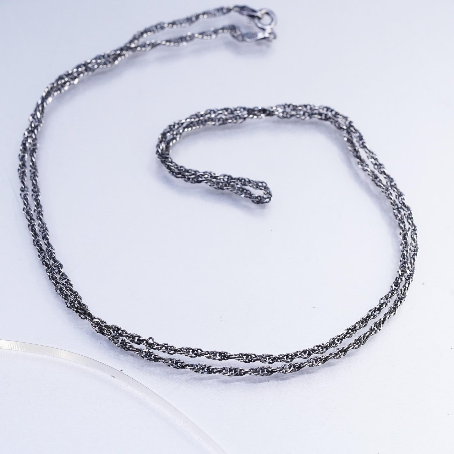 23", vintage Italian KA 1772 Sterling 925 silver twisted curb chain necklace