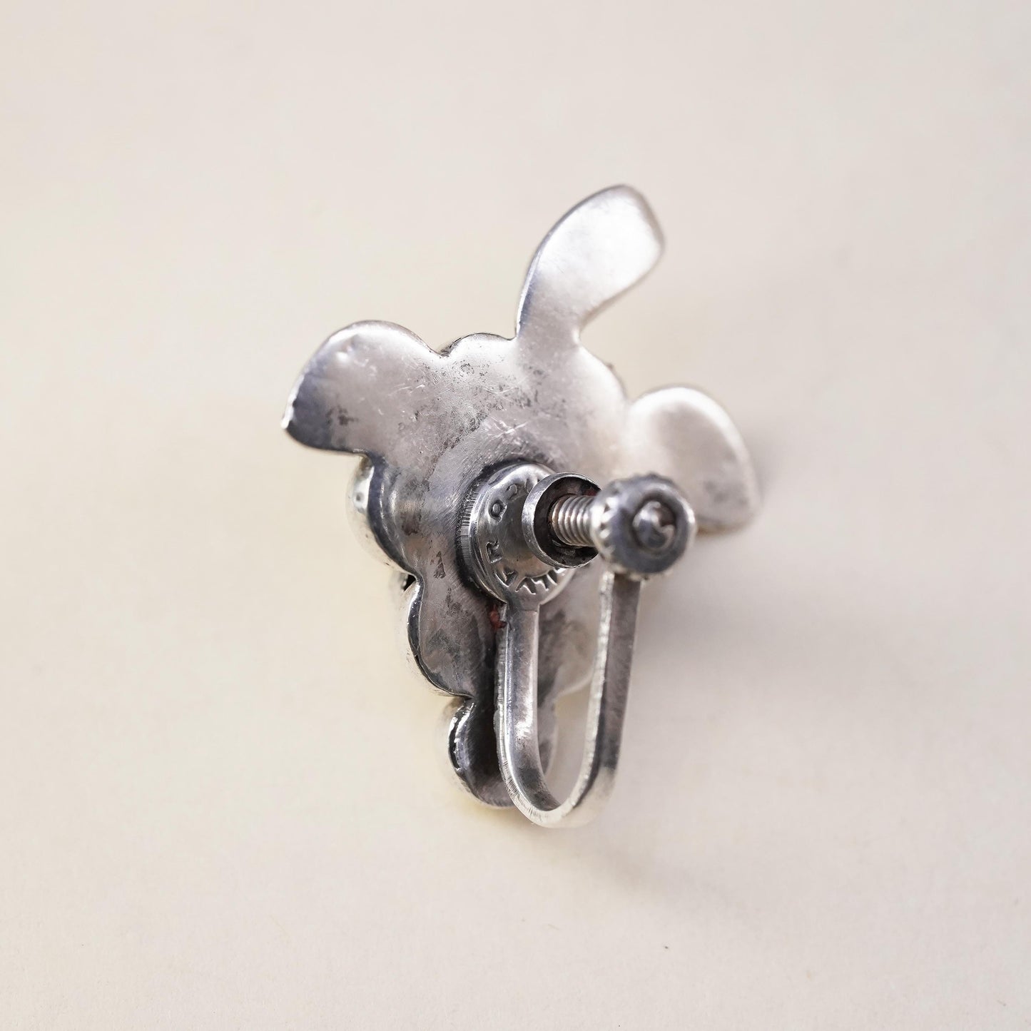 Vintage Mexican sterling silver single earring, 925 silver grape screw back