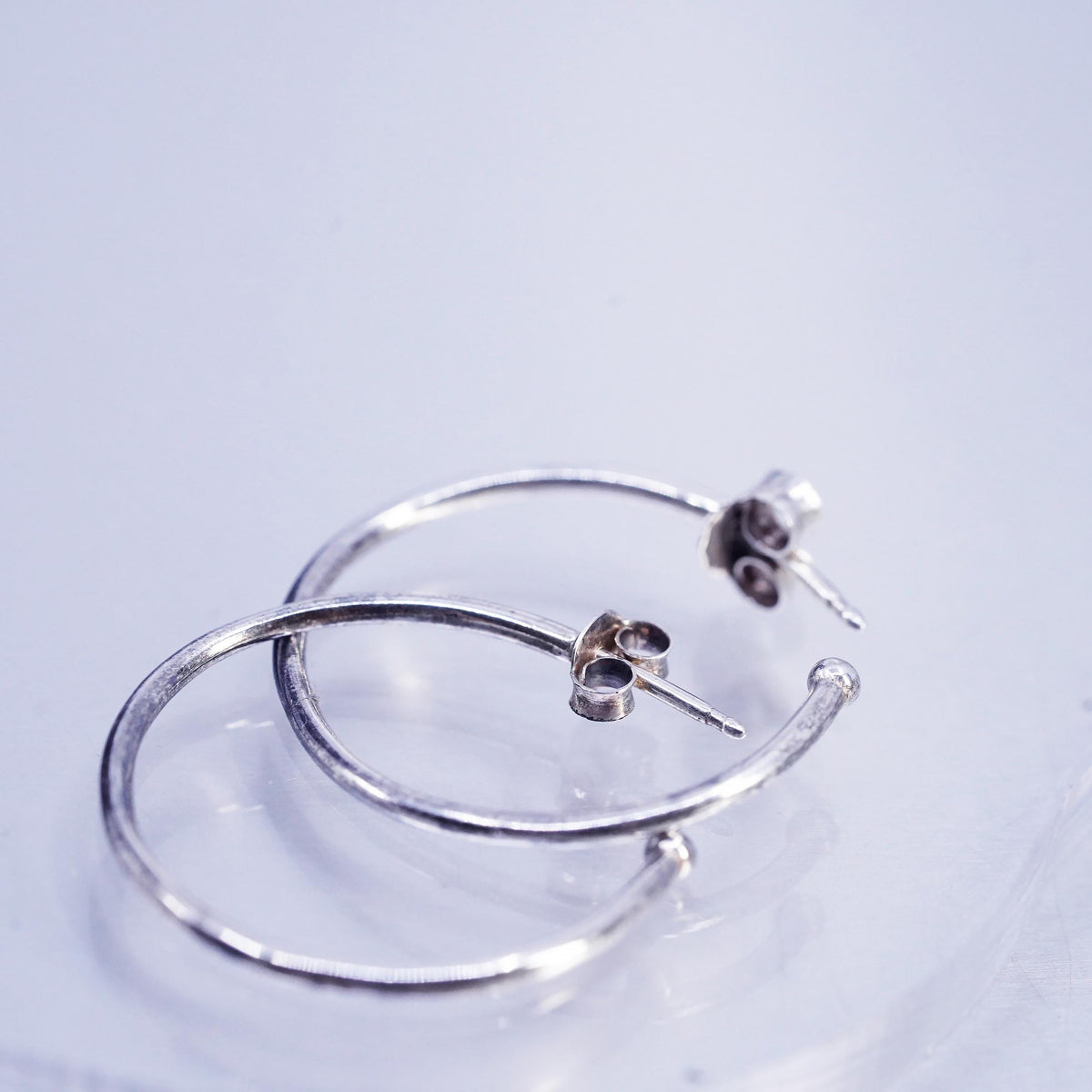 1”, vintage Pandora ALE Sterling silver handmade earrings, 925 thin hoops studs