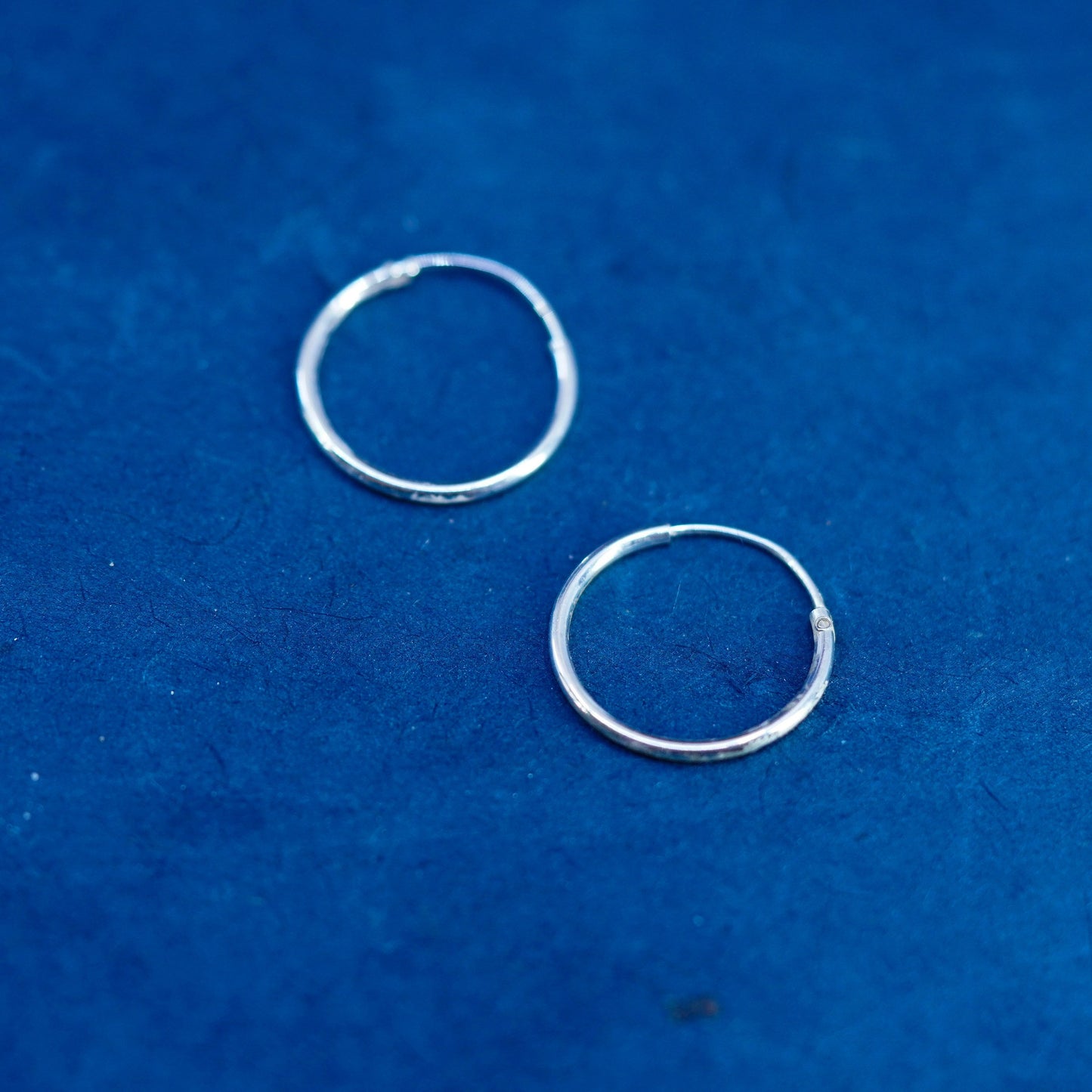 0.75”, vintage Sterling silver handmade hoop earrings, Modern 925 huggie