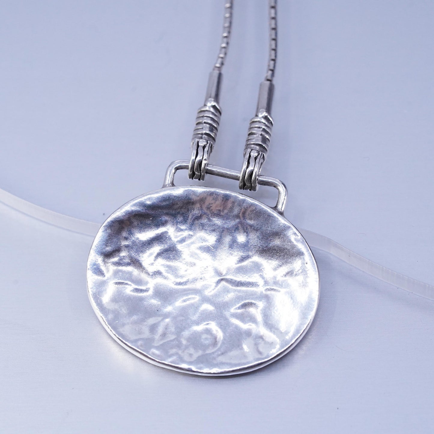 16”, Israel Shablool Didae sterling silver 925 necklace snake chain tag pendant