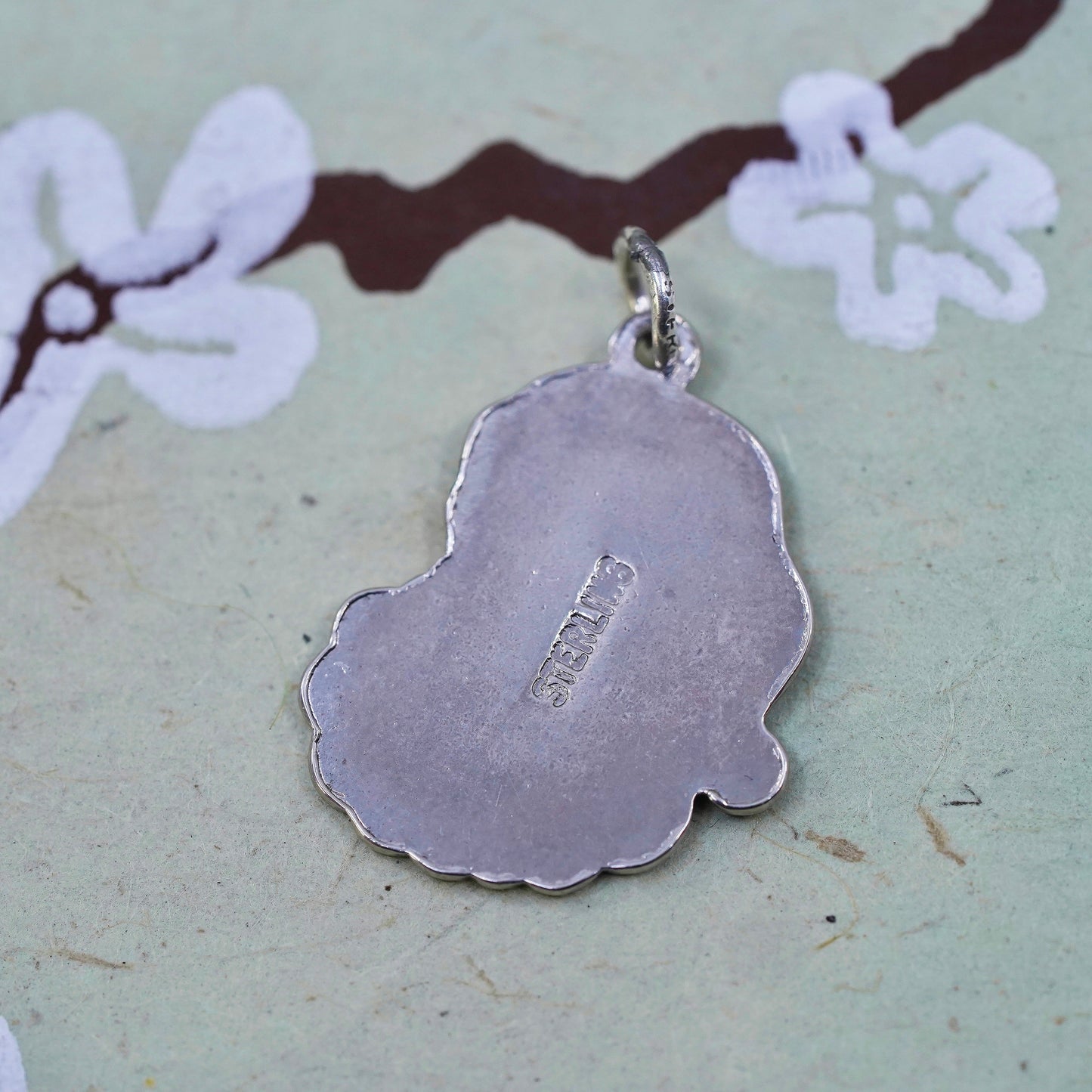 Vintage sterling silver handmade pendant, 925 enamel Christmas Santa charm