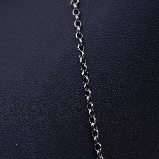 18" 2mm, vintage Sterling 925 silver circle chain necklace