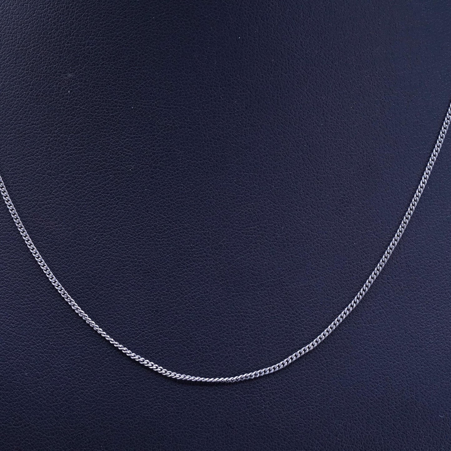 17", 1mm, vintage Italy Sterling silver necklace, 925 curb chain