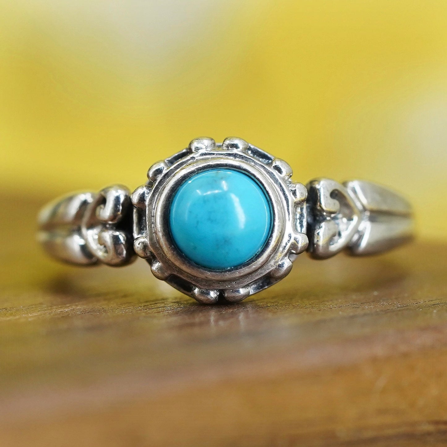 Size 5.5, Sterling 925 silver handmade ring w/ turquoise, southwestern jewelry