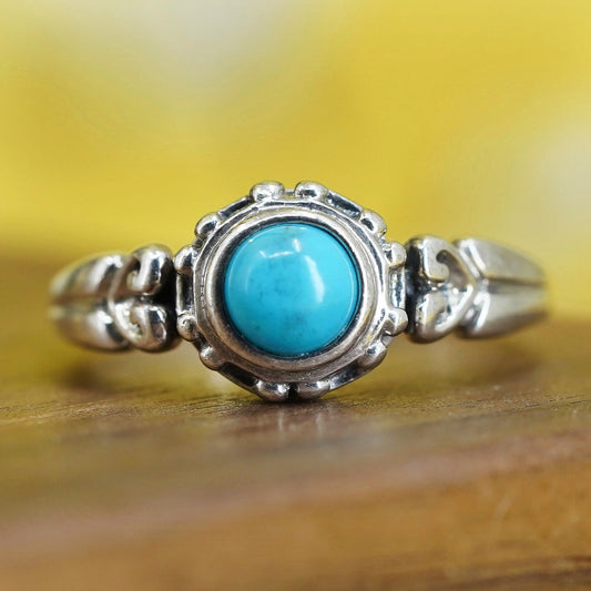 Size 5.5, Sterling 925 silver handmade ring w/ turquoise, southwestern jewelry