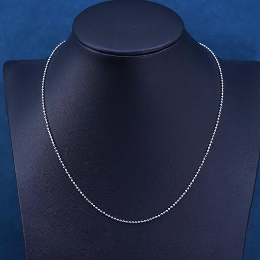 16”, 1mm, Sterling silver necklace, Vermeil gold over 925 bead chain