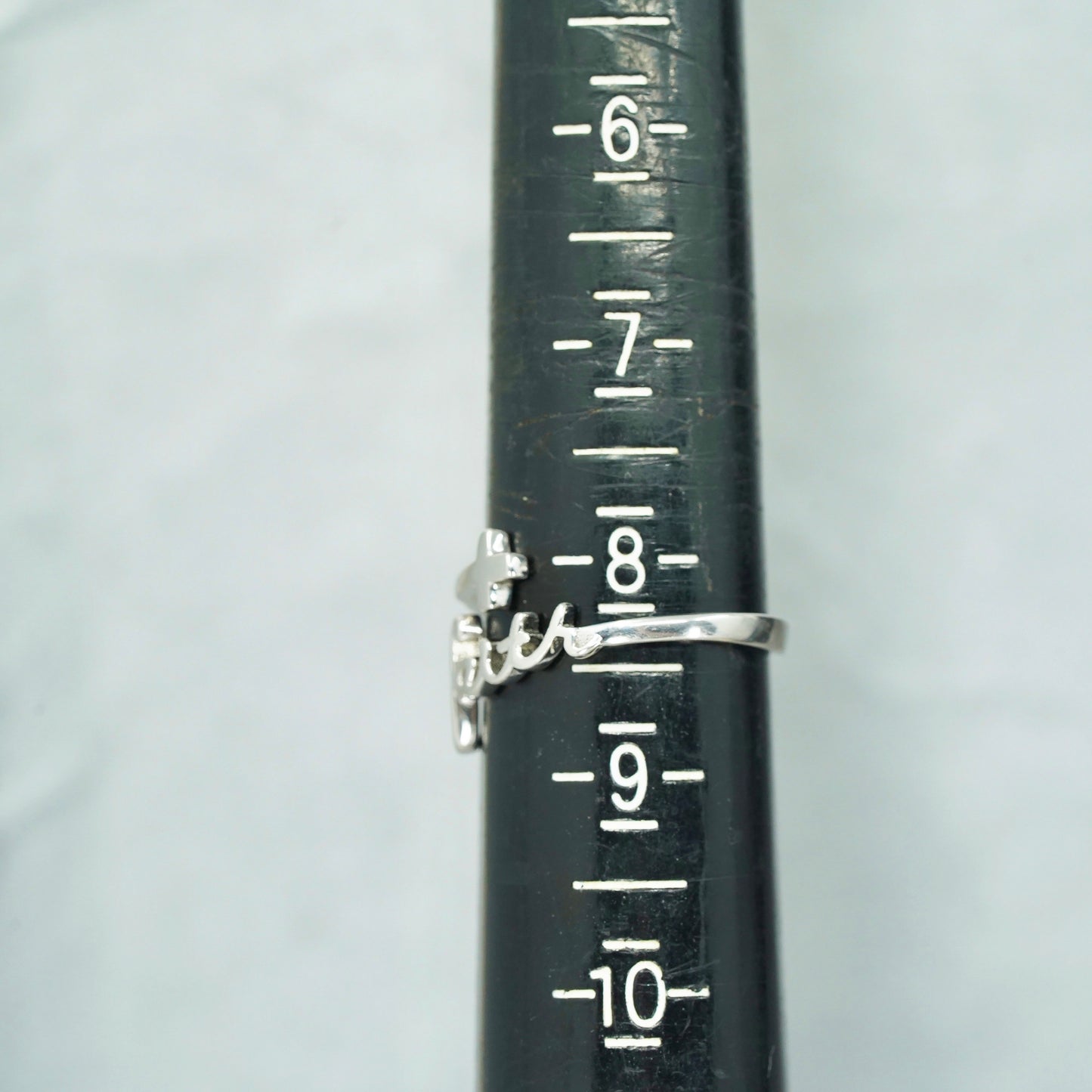 Size adjustable, vintage southwestern Sterling 925 silver ring band cross faith