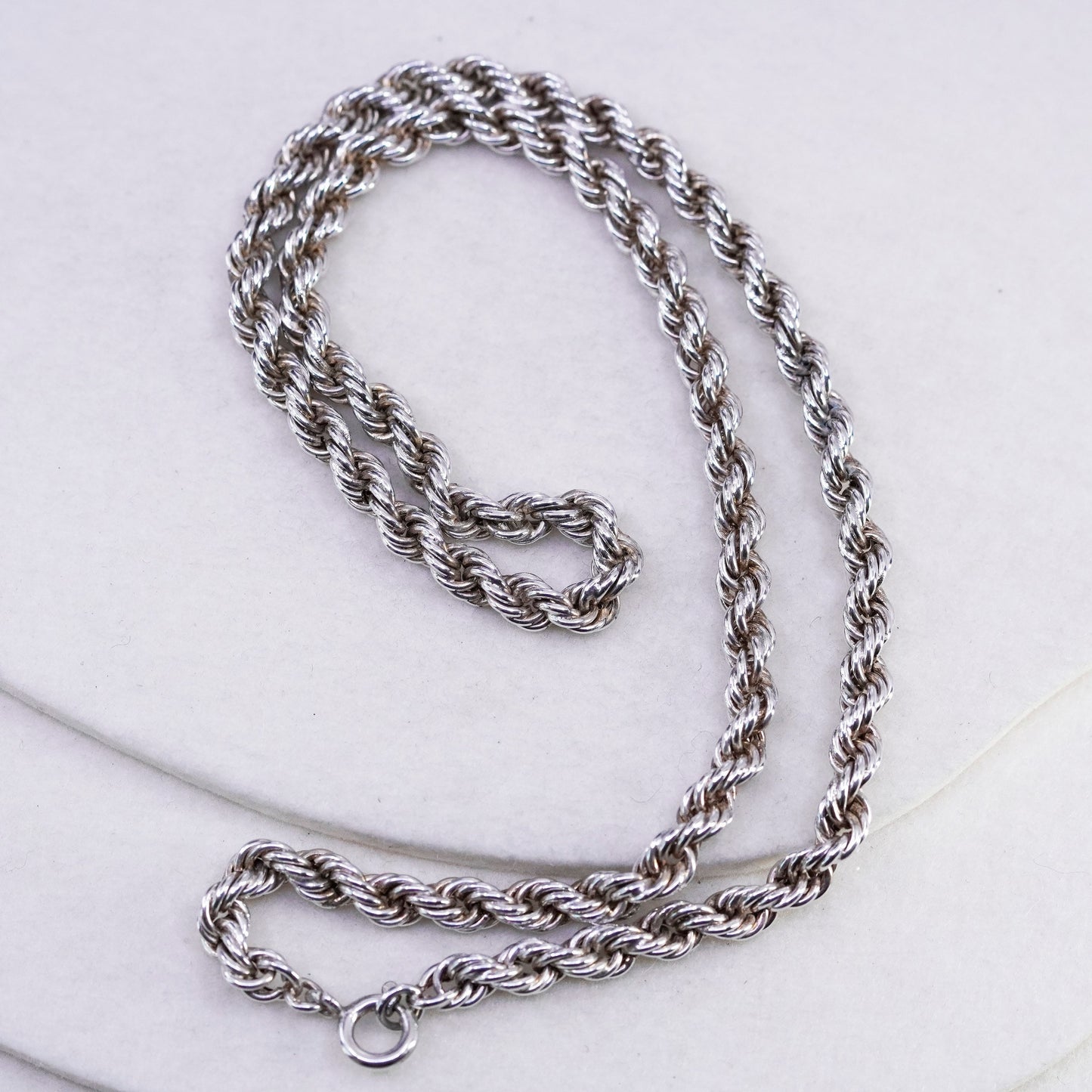 24” 7mm, vintage Sterling 925 silver bold rope chain necklace
