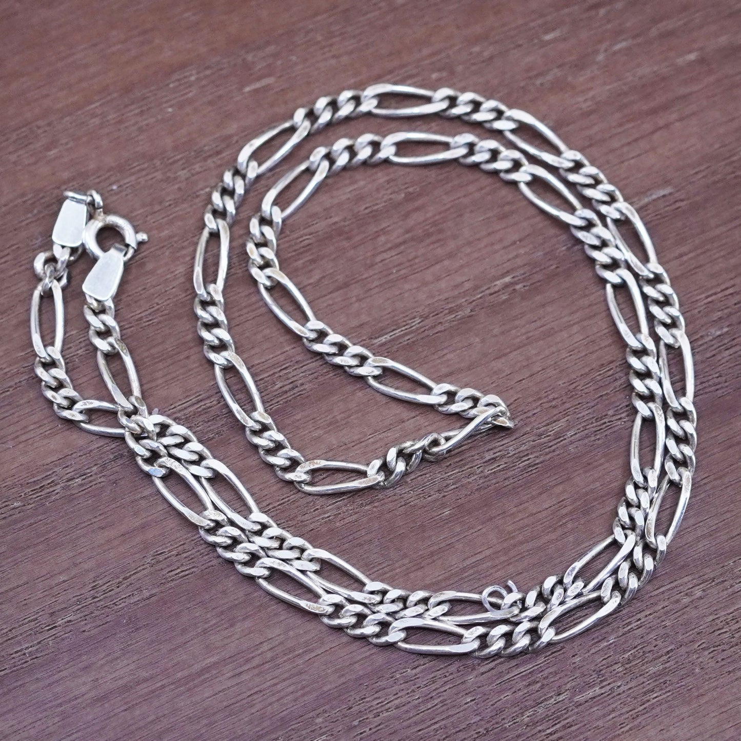 18”, 4mm, vintage Sterling silver figaro chain, Italy 925 necklace