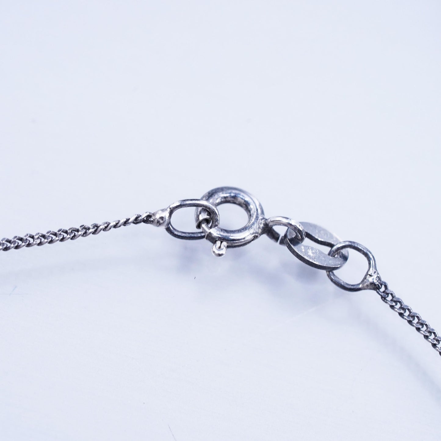 16”, VTG Sterling 925 silver curb necklace enamel holland shoe charm pendant