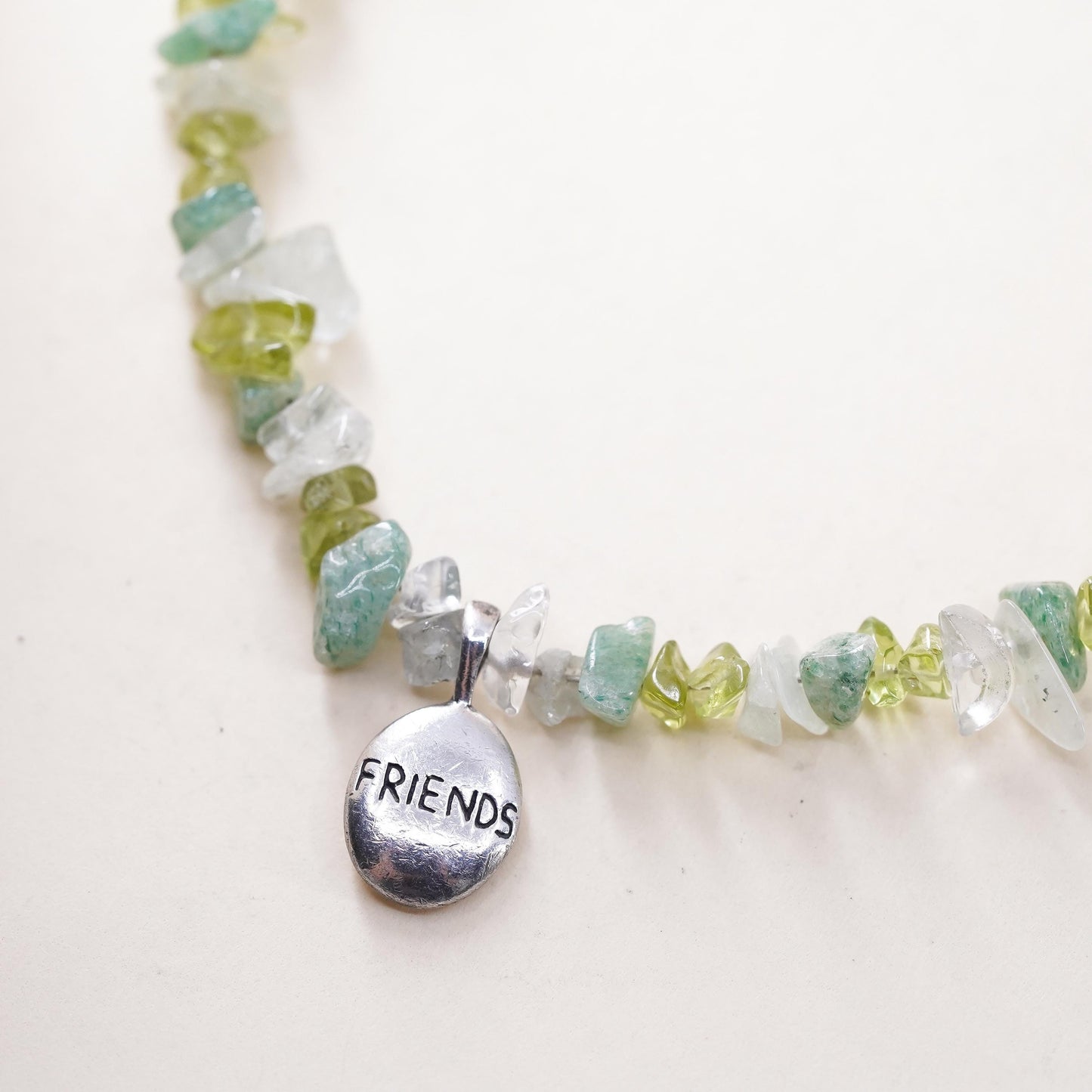 7.5”, peridot citrine agate beads sterling 925 silver bracelet friends charm