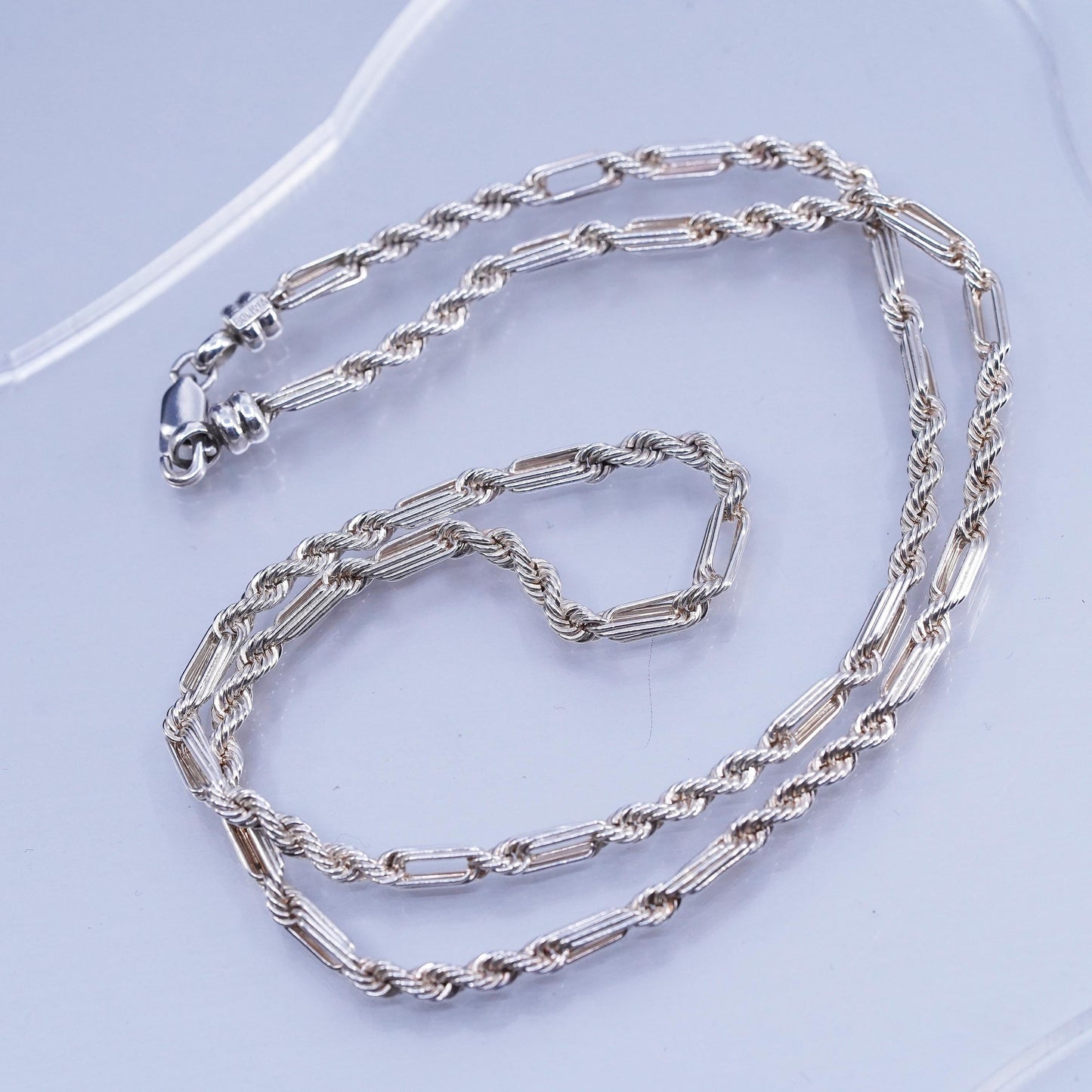 22” 4mm, vintage Italian Bolivia Sterling 925 silver bold rope chain necklace