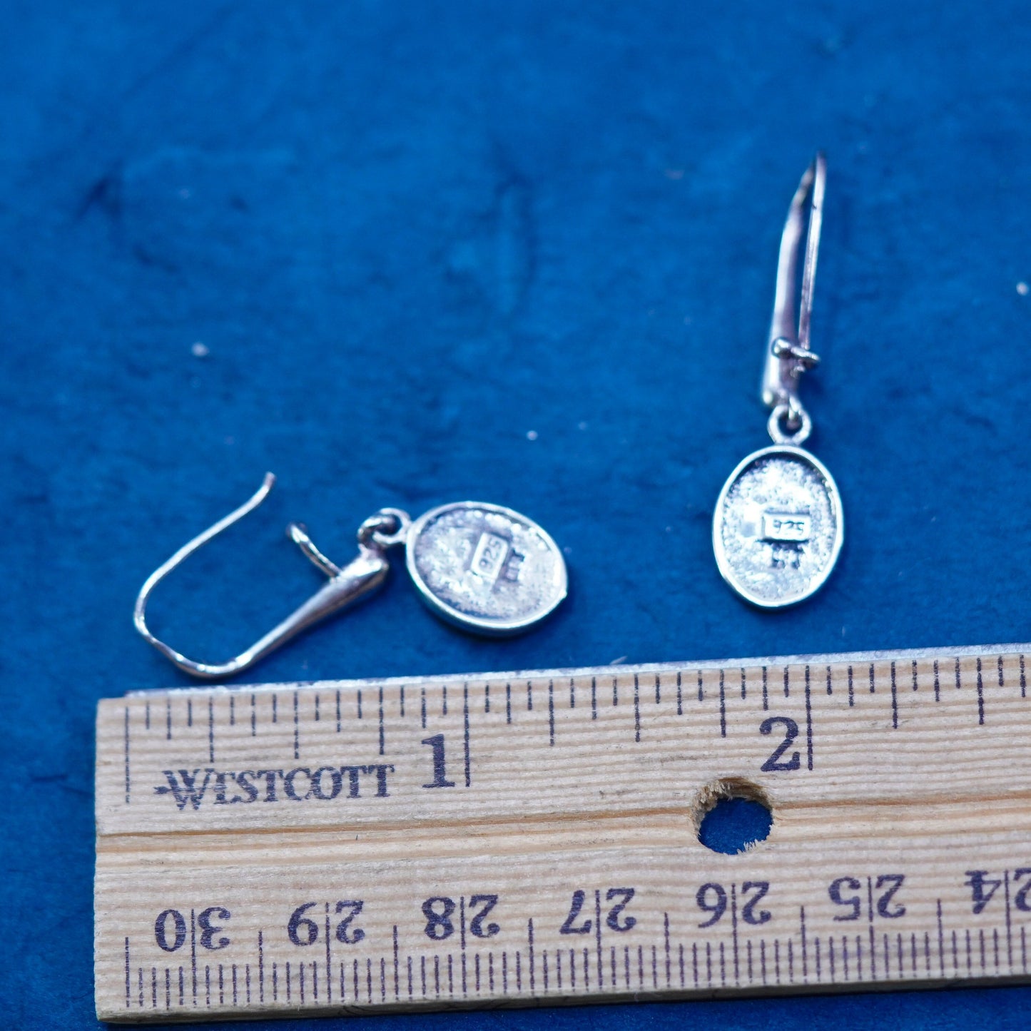 sterling silver handmade earrings, 925 oval drops with mother of pearl inlay