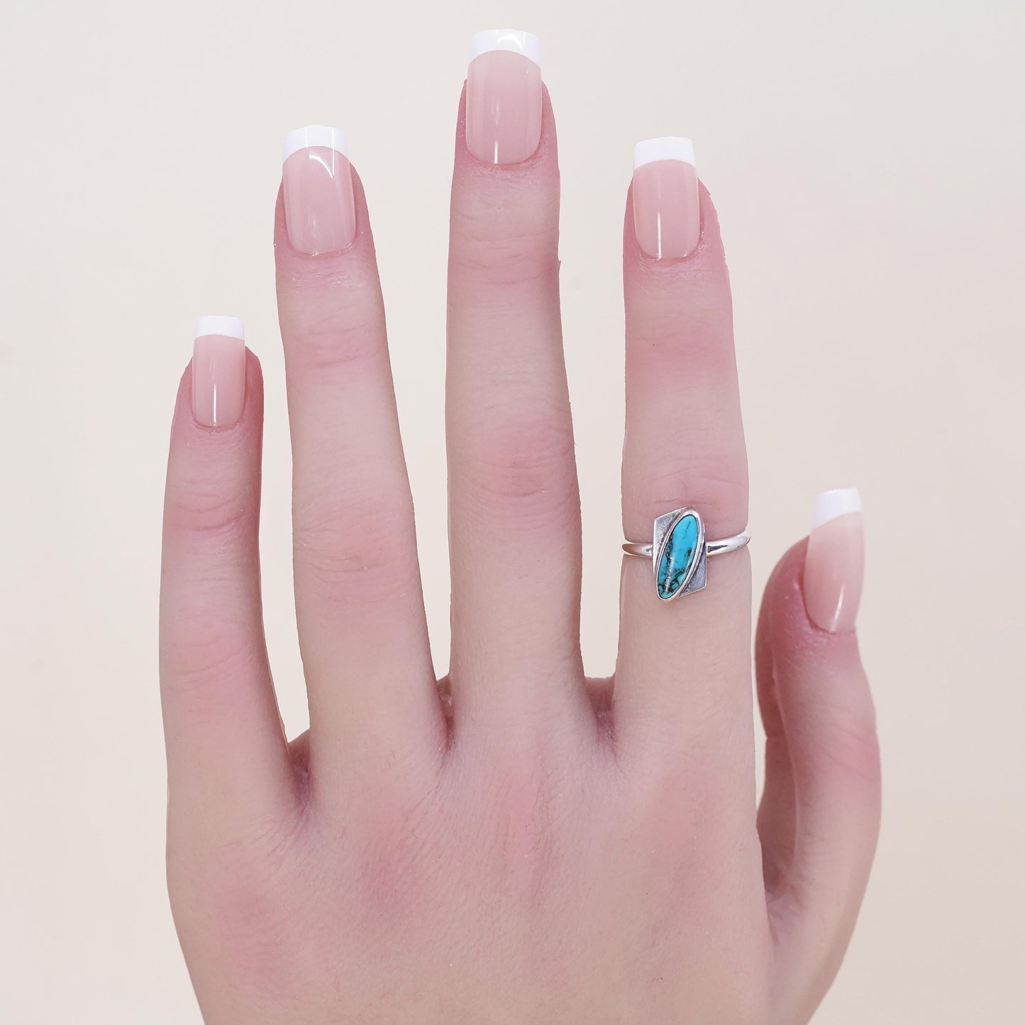 Size 5, Native American sterling silver ring, 925 silver ring oval turquoise