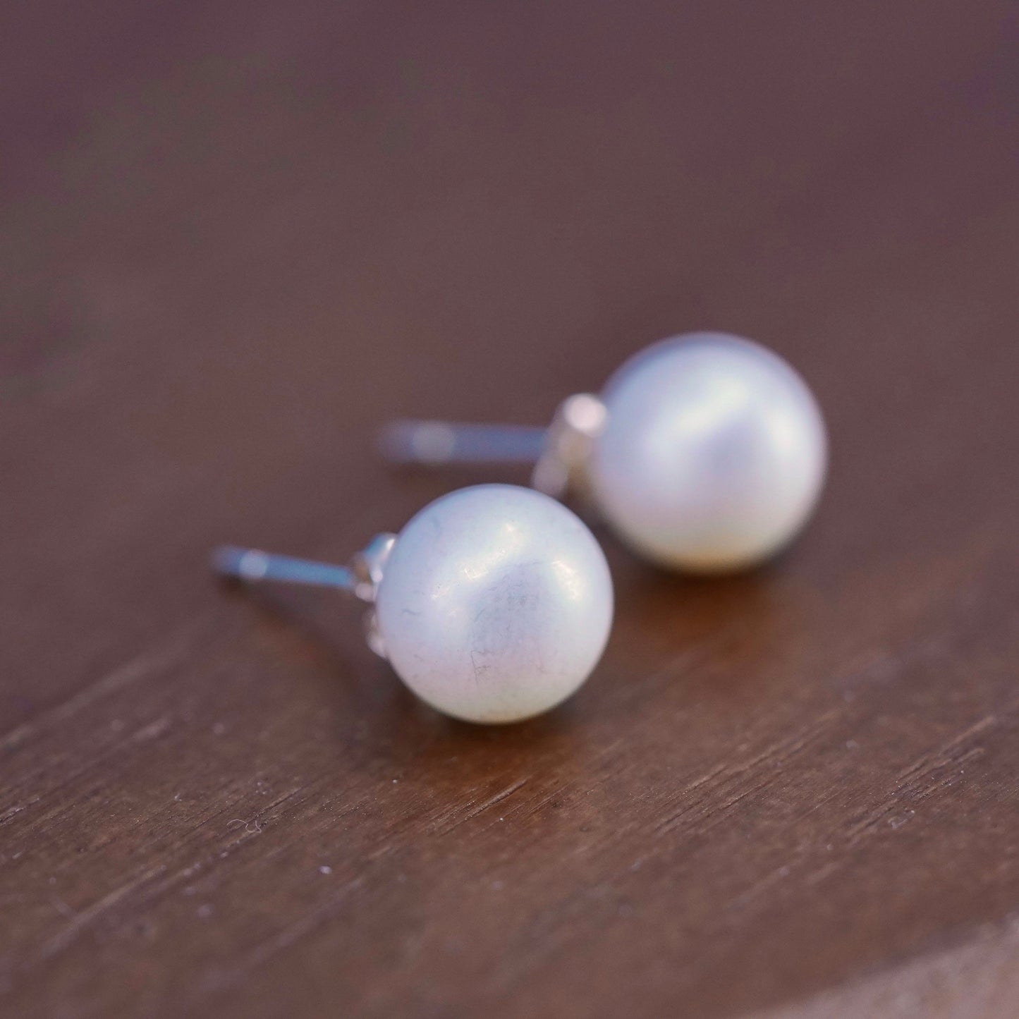 7mm, Sterling 925 silver with freshwater pearl studs earrings