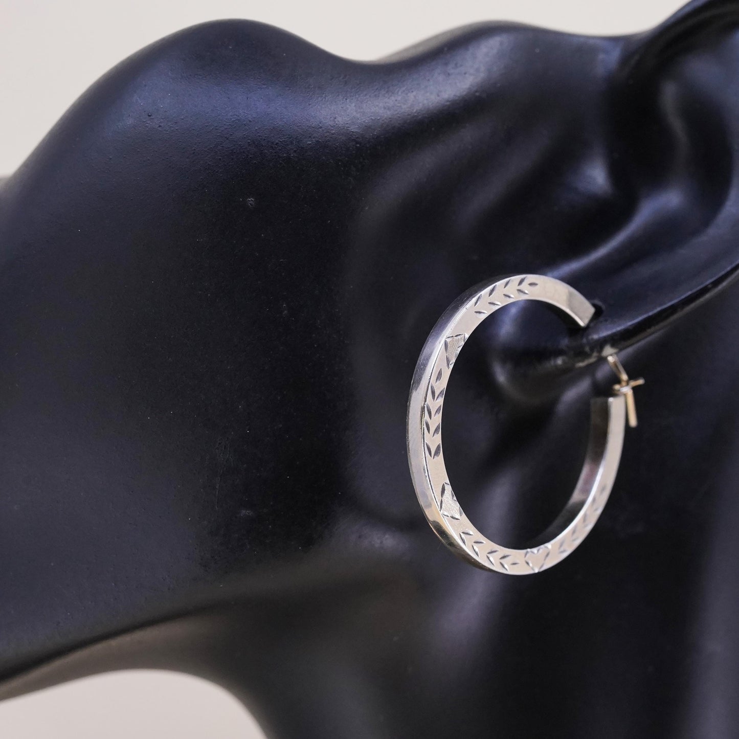 1.5", vermeil gold over sterling 925 silver loop single earring, primitive hoop