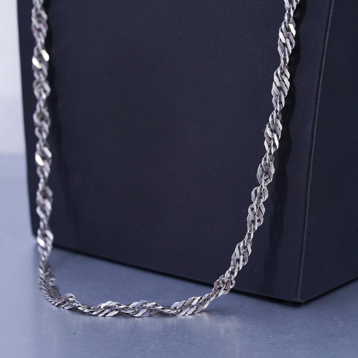 30" 5mm, vintage Italian Sterling 925 silver twisted curb chain necklace