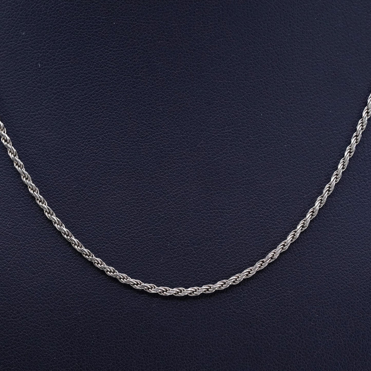 18” 2mm, vintage Italian vermeil gold over Sterling 925 silver rope chain necklace
