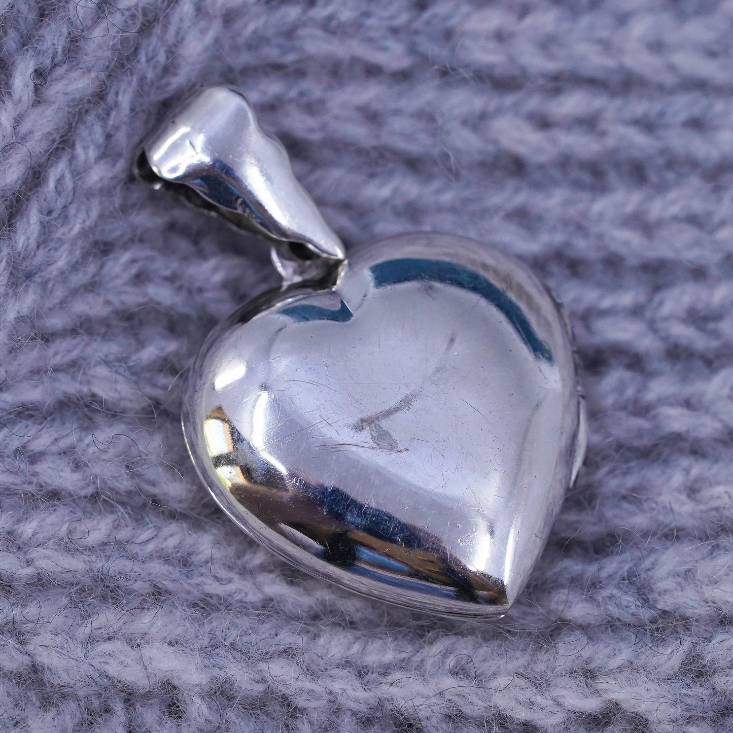 Vintage Sterling silver handmade pendant, 925 heart photo locket with mom
