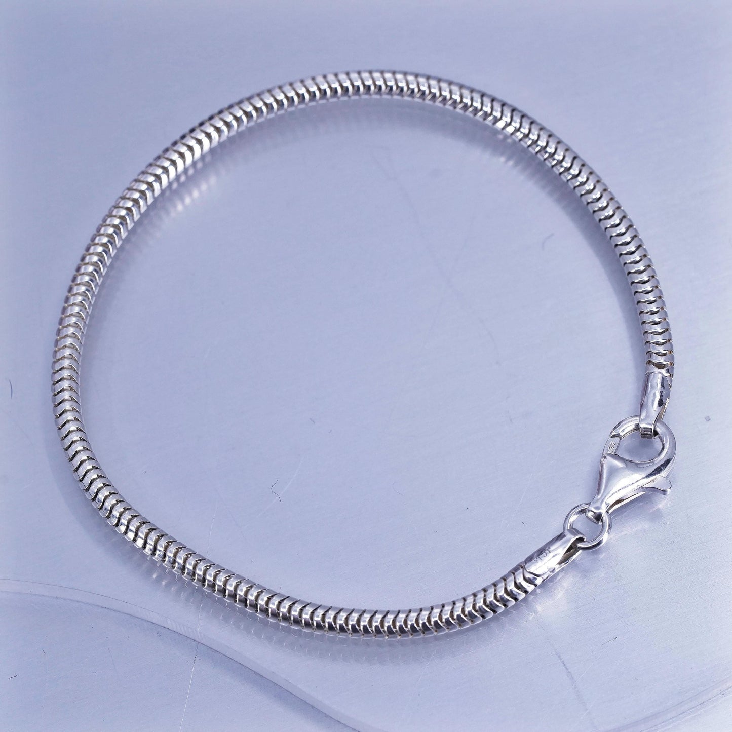 7.25” 3mm, Sterling 925 silver handmade bracelet, bold snake chain