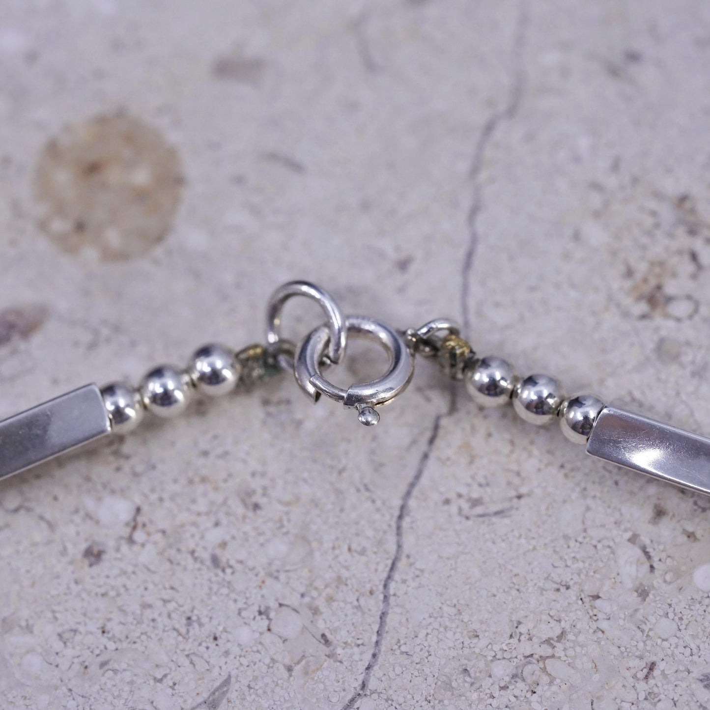 18", southwestern Sterling silver necklace, 925 twisted chain hematite beads