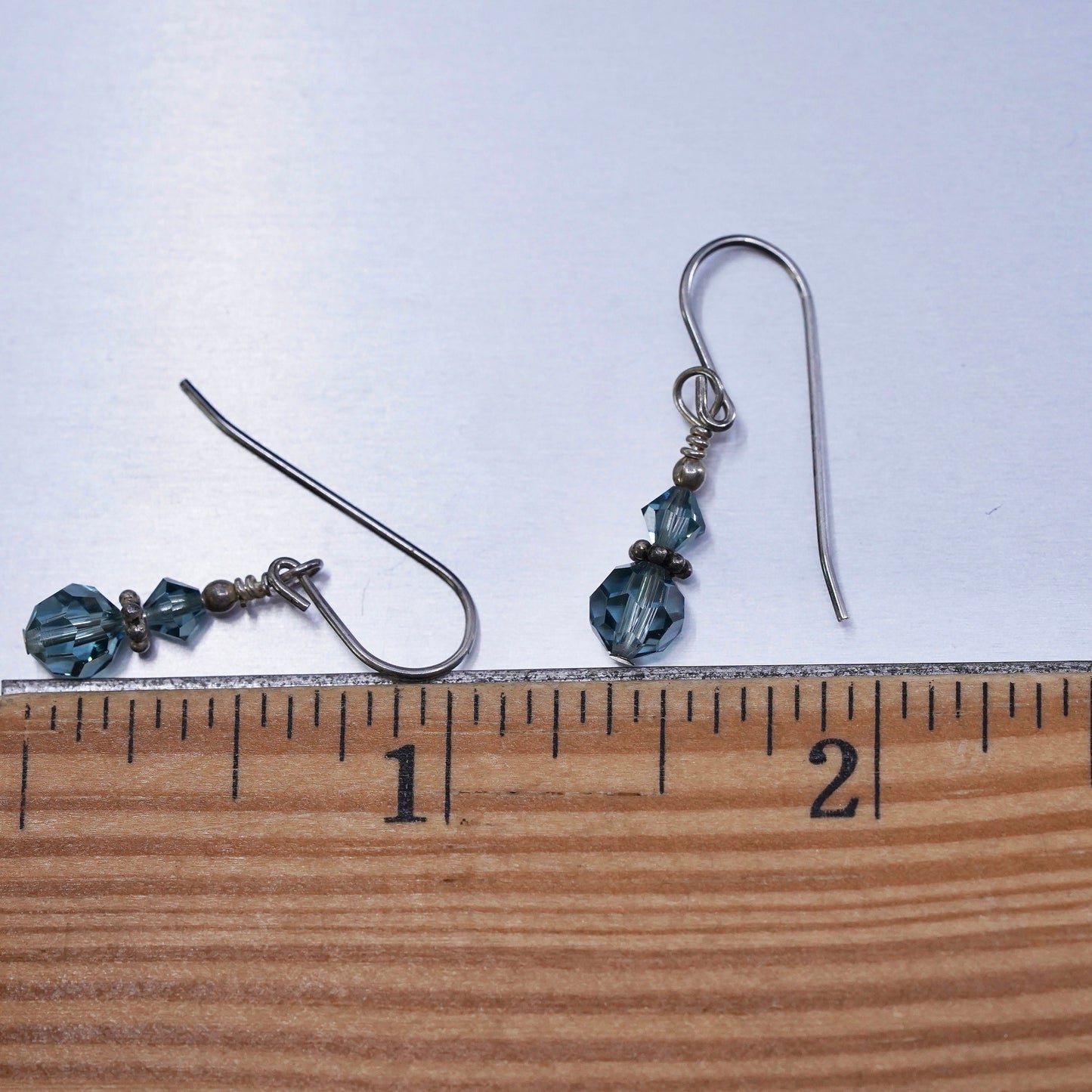 Vintage Sterling 925 silver earrings with blue crystal