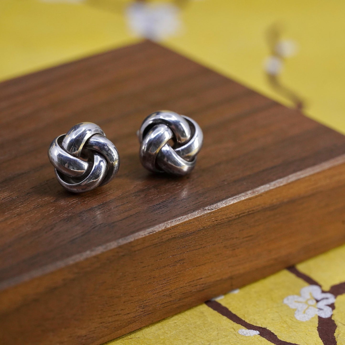Vintage Sterling silver entwined beads studs, 925 earrings