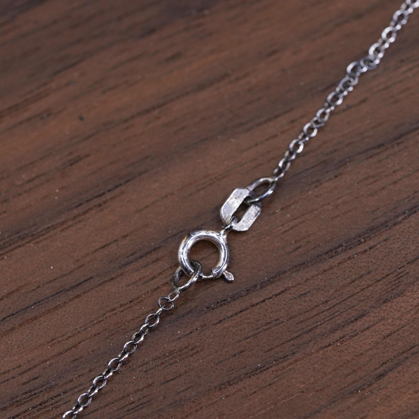 18", vintage Sterling silver necklace, Italy 925 circle chain with cz pendant