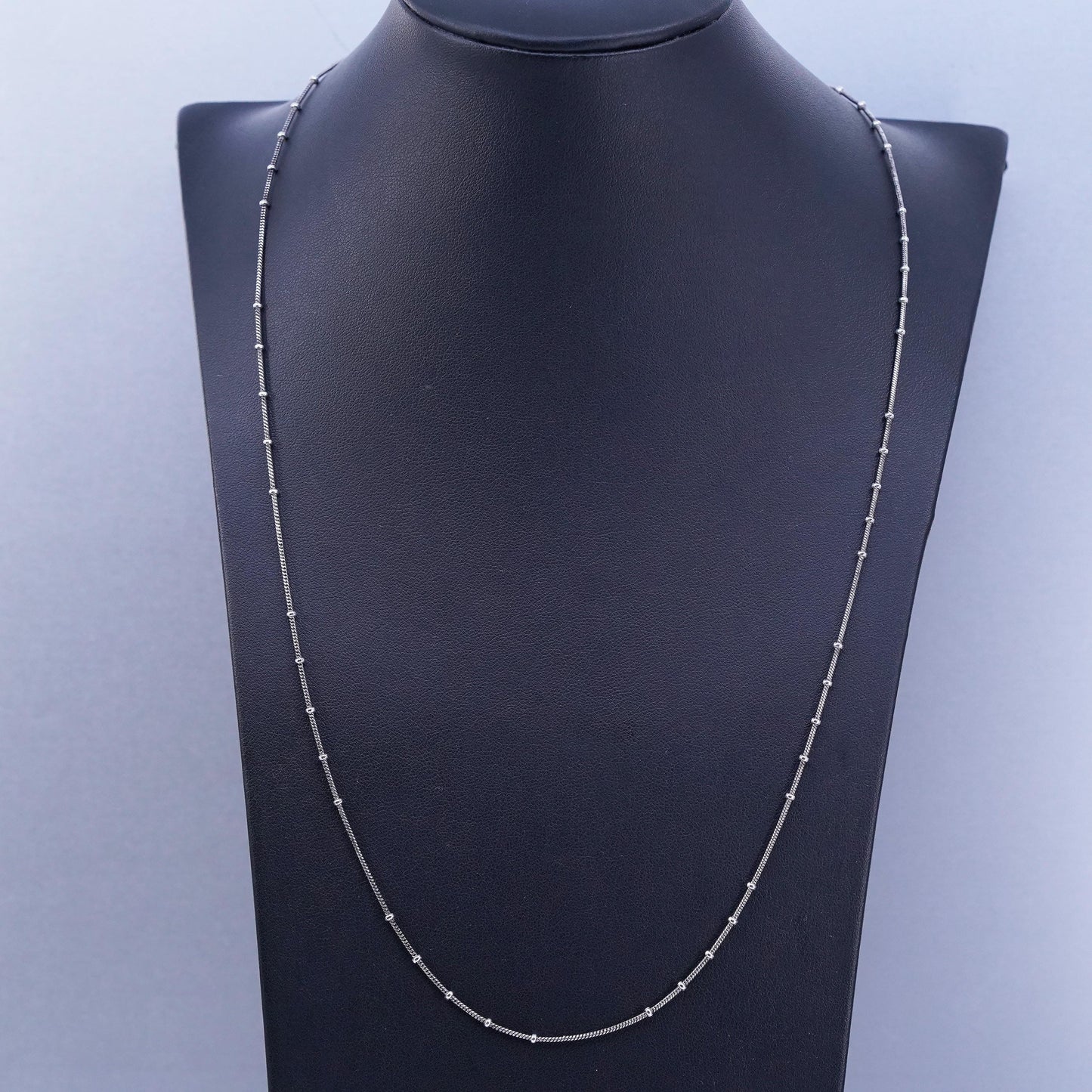 24” 1mm, vintage Italian Sterling 925 silver bead snake chain necklace