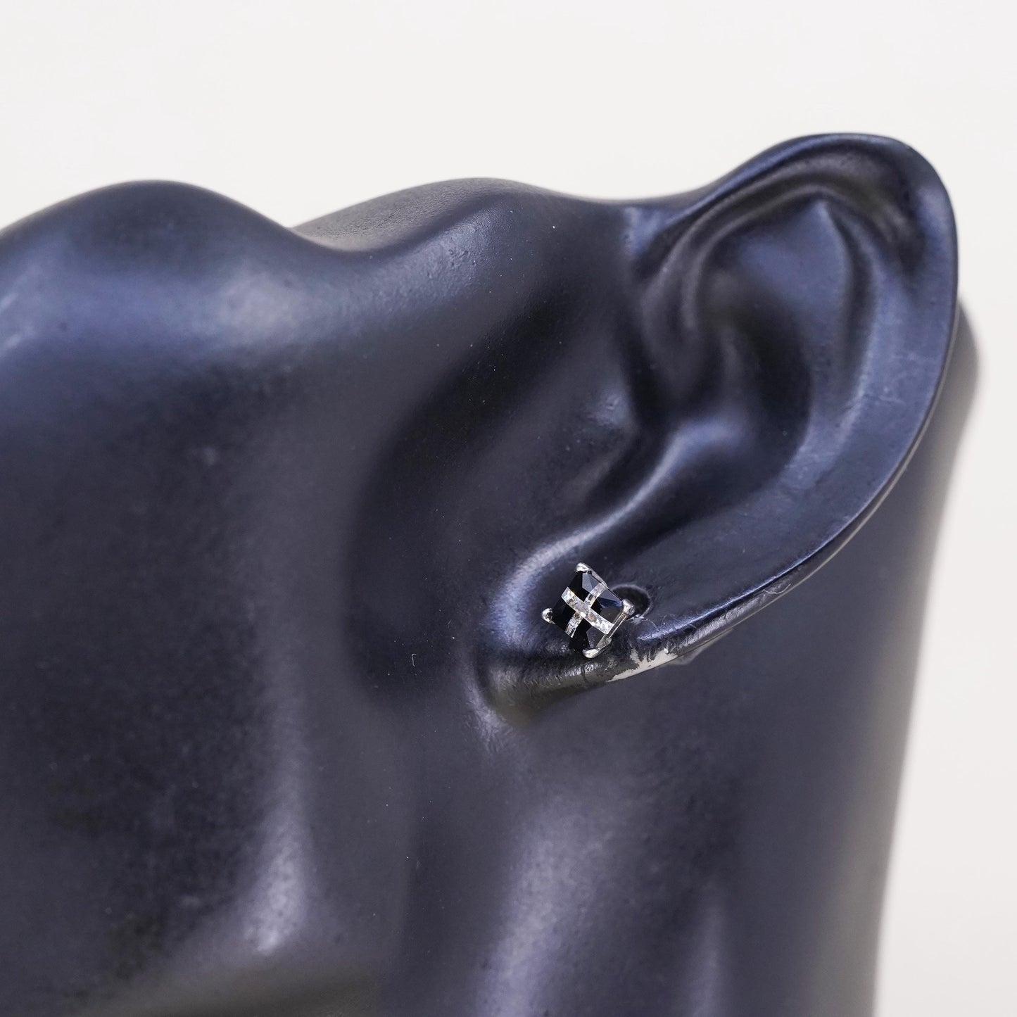 Vintage handmade single earring. Sterling 925 silver cz stud