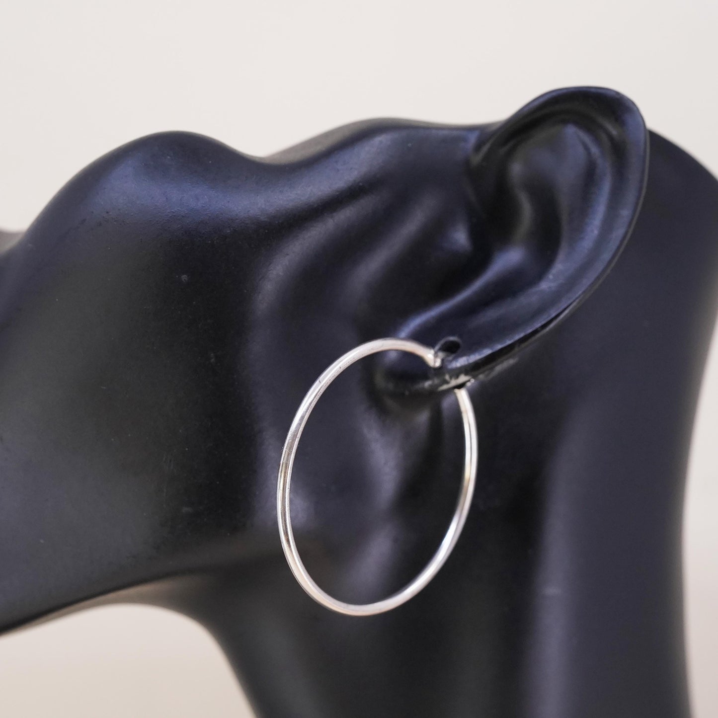 1.75", Vintage sterling silver loop single earring, thin hoop